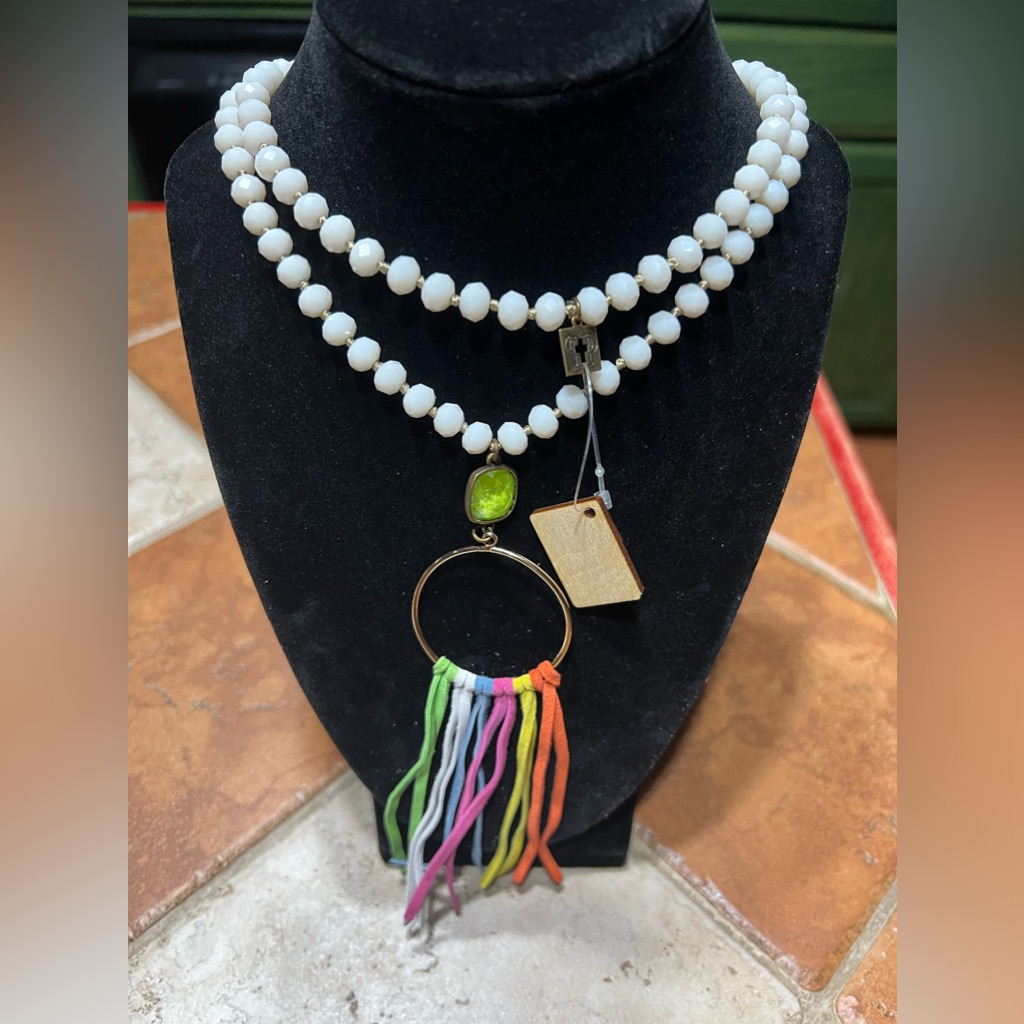 Pink Panache Circle Multi Colored Fringe Necklace
